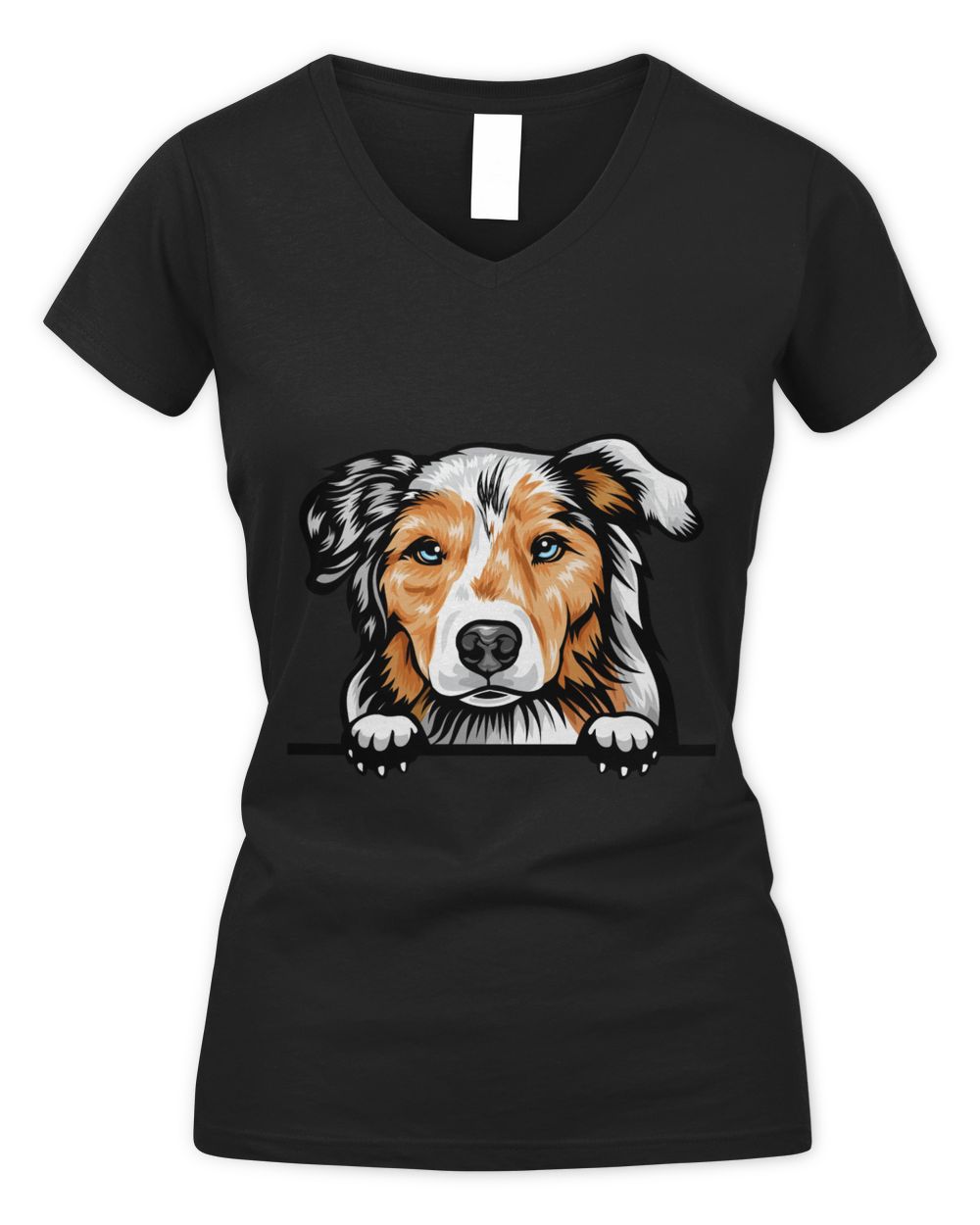 Animal Dog Australian Shepherd shirt Women's V-Neck T-Shirt black s